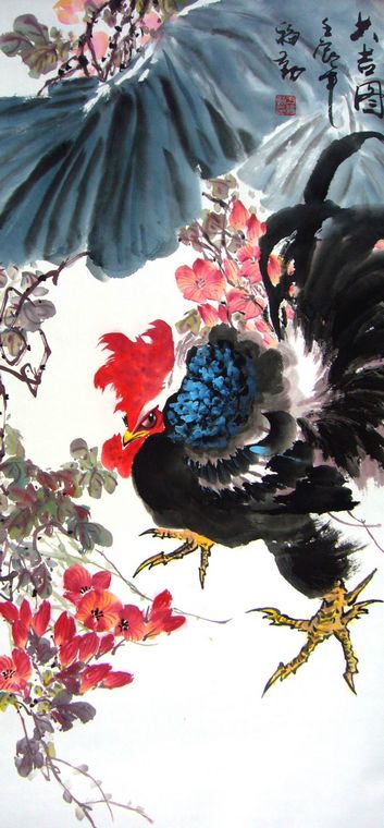 国画金鸡报晓